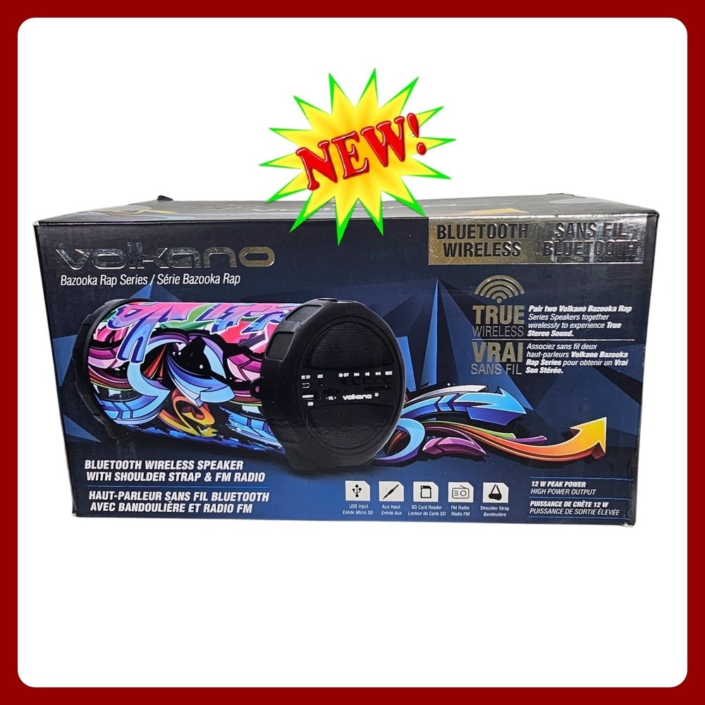 Volkano Bazooka Rap Series‎ Bluetooth Speaker 12W Wireless FM USB Rechargeable